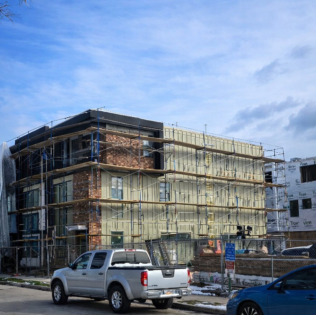 Exterior construction work in Salt Lake City